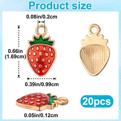 Joez Wondeful 20 PCS سحر الفراولة ، سحر فاكهة المينا الأحمر والوردي السائبة ، سلسلة مفاتيح الفراولة اللطيفة ، إكسسوارات الفراولة للمحفظة ، صنع المجوهرات ، حقيبة الظهر ، الحقائب (10pcs Red+10pcs Pink) in Kuwait
