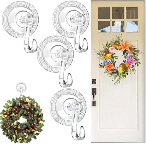 3 Pack Wreath-Hanger,22 LB Heavy Duty Waterproof Removable Suction Cup Wreath-Hooks for Halloween Christmas Décor, Large Wreath Holder for Window Glass Smooth Doors Tiles Welcome Sign (Grey) in Kuwait