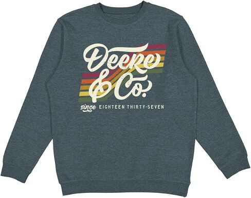 John Deere Womens 70s Stripe Crew Neck Sweatshirt in Black Heather in Saudi Arabia