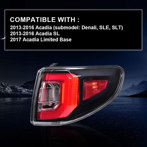 ALLGOOD TAIL LIGHTS ASSEMBLY W/O لمصابيح ، متوافقة مع GMC Acadia 2013 2014 2015 ، in Saudi Arabia