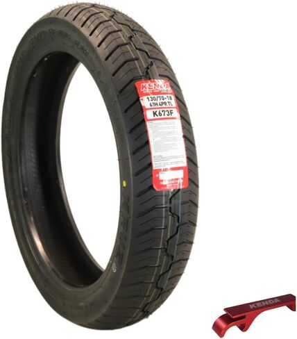 Kenda Kruz K673 130/70-18 63H دراجة نارية شارع الإطارات الأمامية-H من التصنيف H ، طراد في جميع الأحوال الجوية مع تصميم فقي عميق من أجل الجر المحسن وسعة الحمل العالية ، (130-70-18 63H) مع Kenda Keychain in Kuwait