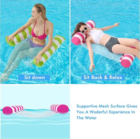 Pool Floats Adult with Adjustable Canopy, XL Pool Chair Float with Cup Holders & Headrest, Inflatable Pool Chair Pool Floaties for Adults Beach Swimming Pool Party (Pink) in Saudi Arabia