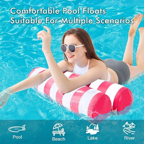 Pool Floats Adult with Adjustable Canopy, XL Pool Chair Float with Cup Holders & Headrest, Inflatable Pool Chair Pool Floaties for Adults Beach Swimming Pool Party (Pink) in Saudi Arabia