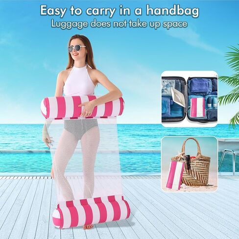 Pool Floats Adult with Adjustable Canopy, XL Pool Chair Float with Cup Holders & Headrest, Inflatable Pool Chair Pool Floaties for Adults Beach Swimming Pool Party (Pink) in Saudi Arabia