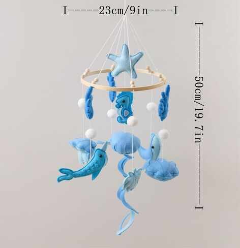 Ocean Life Theme Crib Mobile,Baby Boys Girls Ocean Mobile,Gender Neutral Baby Mobile,Nursery Mobile Soothe Toy,Comfortable Baby Soothing Toys with Various Marine Animals in Kuwait