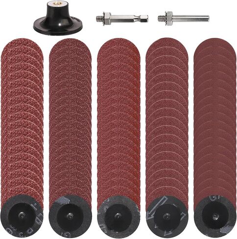 75Pcs 2 Inch Quick Change Sanding Discs Hardened Material Die Grinder Abrasive Set with 1/4" Roll Lock Holder Power Drill Accessories for Metal Wood Grinding Deburring Rust & Paint Removal in Saudi Arabia