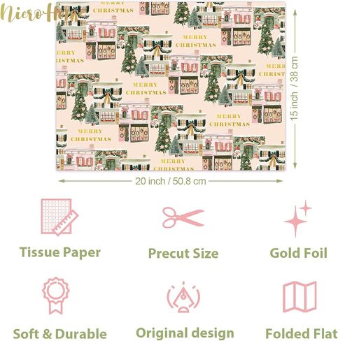 NICROHOME EUR Little Cutie Baby Shower Decorations Tissue Paper, 24 Sheets Orange Green Citrus print Gift Tissue Wrapping Paper for Birthday Party, Summer Party, Fruit Party Craft Wrapping in Saudi Arabia