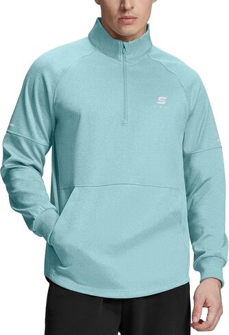 Susclude Mens Quarter Zip Pullover Long Sleeve Workout Stylish Sweatshirt Quick Dry Moisture Wicking Gym Running Tops in Kuwait