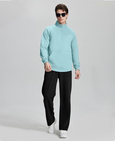Susclude Mens Quarter Zip Pullover Long Sleeve Workout Stylish Sweatshirt Quick Dry Moisture Wicking Gym Running Tops in Kuwait