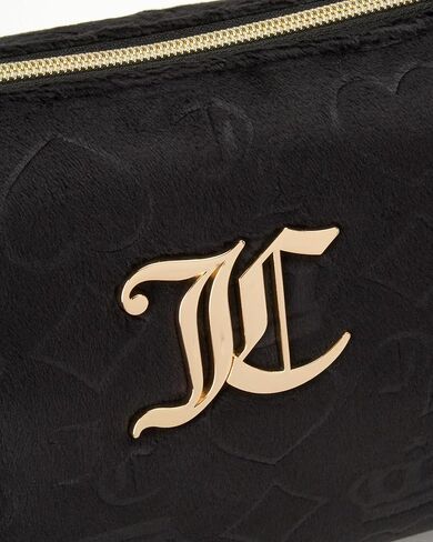 Juicy Couture Black Makeup Bag Cosemtics Organizer Travel Travels zip Top Wedge Velor Heart Crown in Saudi Arabia