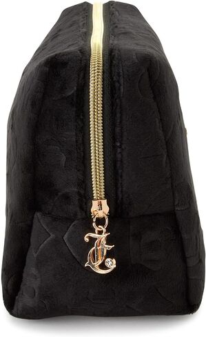 Juicy Couture Black Makeup Bag Cosemtics Organizer Travel Travels zip Top Wedge Velor Heart Crown in Saudi Arabia