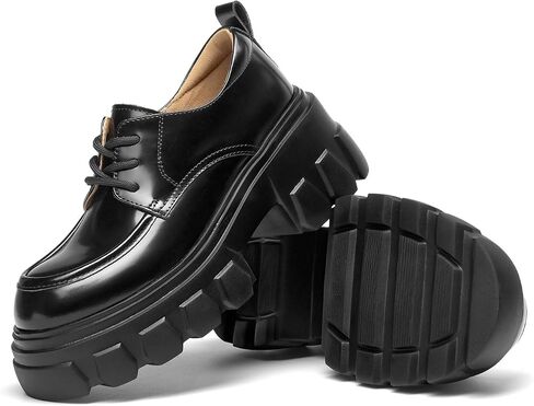 BEAU TODAY Platform Oxfords for Women, Oxford Shoes for Women, Chunky Leather Lace Up Oxfords,Casual Comfortable Breathable Non-Slip Dress Shoes for Work Business in Kuwait