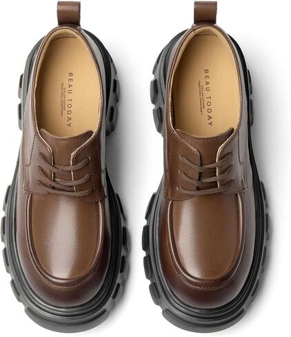 BEAU TODAY Platform Oxfords for Women, Oxford Shoes for Women, Chunky Leather Lace Up Oxfords,Casual Comfortable Breathable Non-Slip Dress Shoes for Work Business in Kuwait