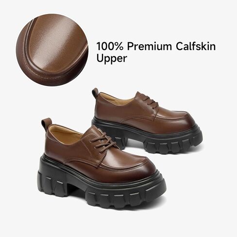 BEAU TODAY Platform Oxfords for Women, Oxford Shoes for Women, Chunky Leather Lace Up Oxfords,Casual Comfortable Breathable Non-Slip Dress Shoes for Work Business in Kuwait