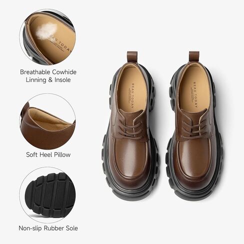 BEAU TODAY Platform Oxfords for Women, Oxford Shoes for Women, Chunky Leather Lace Up Oxfords,Casual Comfortable Breathable Non-Slip Dress Shoes for Work Business in Kuwait
