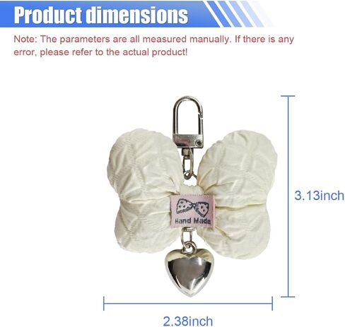 Cute Bow Keychain للنساء الفتيات ، Coquette Bow Keychains Accessories Car Key Tag Ring ، Roalknot Heart Heart Carm Car Fob Keychain حامل للمفاتيح (White) in Kuwait