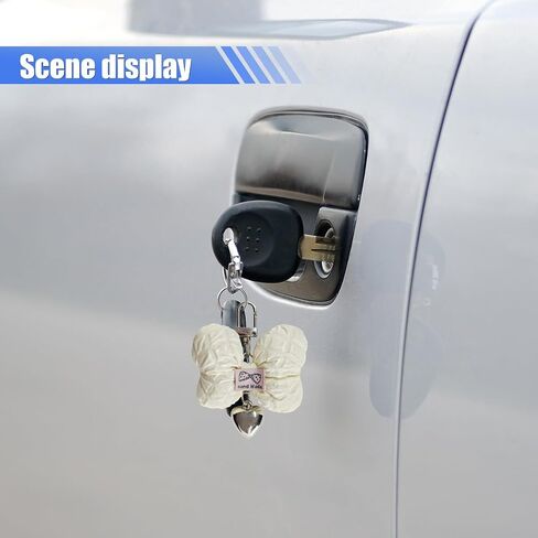 Cute Bow Keychain للنساء الفتيات ، Coquette Bow Keychains Accessories Car Key Tag Ring ، Roalknot Heart Heart Carm Car Fob Keychain حامل للمفاتيح (White) in Kuwait