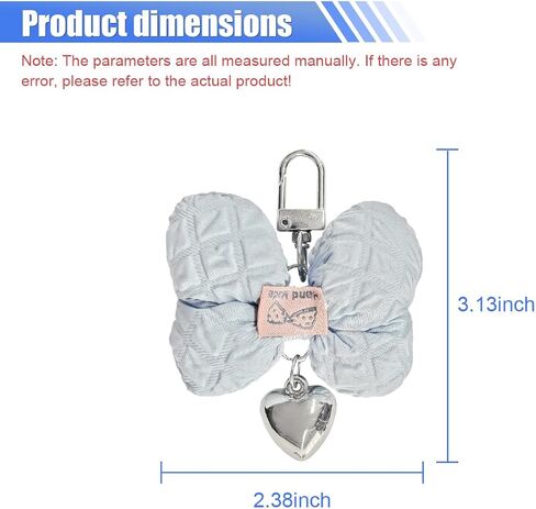 Cute Bow Keychain للنساء الفتيات ، Coquette Bow Keychains Accessories Car Key Tag Ring ، Roalknot Heart Heart Carm Car Fob Keychain حامل للمفاتيح (White) in Kuwait