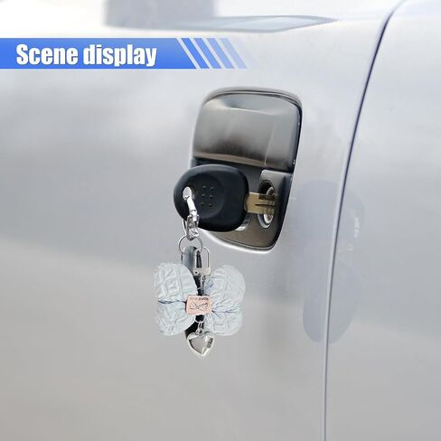 Cute Bow Keychain للنساء الفتيات ، Coquette Bow Keychains Accessories Car Key Tag Ring ، Roalknot Heart Heart Carm Car Fob Keychain حامل للمفاتيح (White) in Kuwait