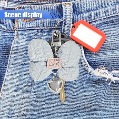 Cute Bow Keychain للنساء الفتيات ، Coquette Bow Keychains Accessories Car Key Tag Ring ، Roalknot Heart Heart Carm Car Fob Keychain حامل للمفاتيح (White) in Kuwait