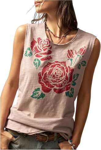 SOLY HUX Women's Floral Tank Tops Sleeveless Crewneck Casual Summer Vacation Top in Saudi Arabia