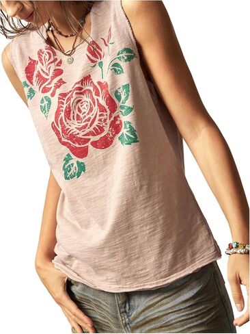SOLY HUX Women's Floral Tank Tops Sleeveless Crewneck Casual Summer Vacation Top in Saudi Arabia