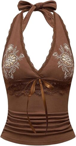 Soly Hux Women's Y2K Halter Neck Tank Top Vintage Vintage Fuloral Vest in Saudi Arabia