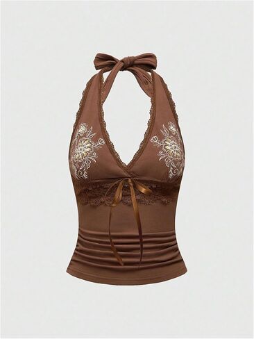 Soly Hux Women's Y2K Halter Neck Tank Top Vintage Vintage Fuloral Vest in Saudi Arabia