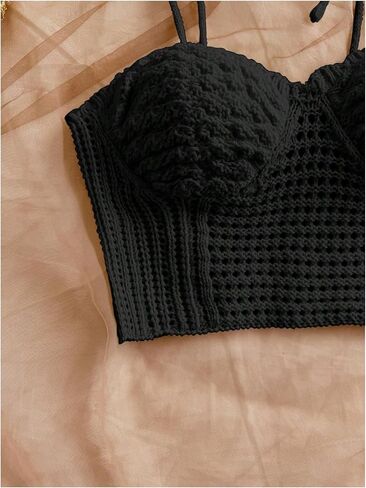 Gorglitter Women's Crochet Bow Tie Tops Tops العصرية بلا أكمام عارية الذروة بوهو بلطف لطيف الصيف الخروج من قمم 2025 in Saudi Arabia
