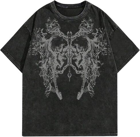 Soly Hux Men Grotsic Graphic Tees Crew Neck Short Summer Dorts Streetwear Tops Tops in Saudi Arabia