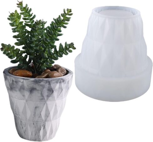 Triangle Striped Concrete Flower Pot Silicone Mold Succulent Planter Vase Cement Clay Mold Plaster Epoxy Resin Storage Box Mould in Saudi Arabia