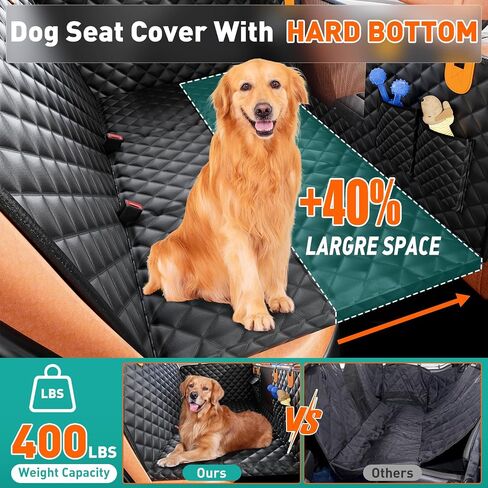 Back Seat Extender for Dogs,Dog Car Seat Cover Hard Bottom for Back Seat, Waterproof Dog Car Hammock for Car Back Seat with Mesh Window & Pocket, Pet Back Seat Cover Holds 400lbs for Car SUV and Truck in Kuwait