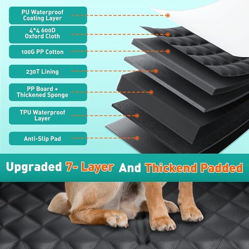 Back Seat Extender for Dogs,Dog Car Seat Cover Hard Bottom for Back Seat, Waterproof Dog Car Hammock for Car Back Seat with Mesh Window & Pocket, Pet Back Seat Cover Holds 400lbs for Car SUV and Truck in Kuwait