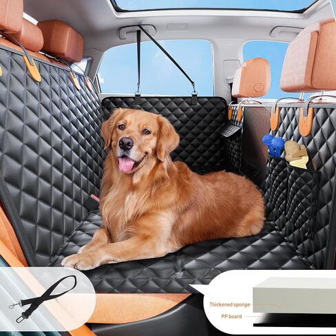 Back Seat Extender for Dogs,Dog Car Seat Cover Hard Bottom for Back Seat, Waterproof Dog Car Hammock for Car Back Seat with Mesh Window & Pocket, Pet Back Seat Cover Holds 400lbs for Car SUV and Truck in Kuwait