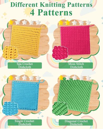 Aeelike Crochet Kit for Beginners Kids ، Easy Crochet Kit Learn To Crochet Dishcloth with Yarns Conisian Crochet Hooks Ergansed Bealded ، Confuls Crochet Starter Kit ، Continful in Kuwait