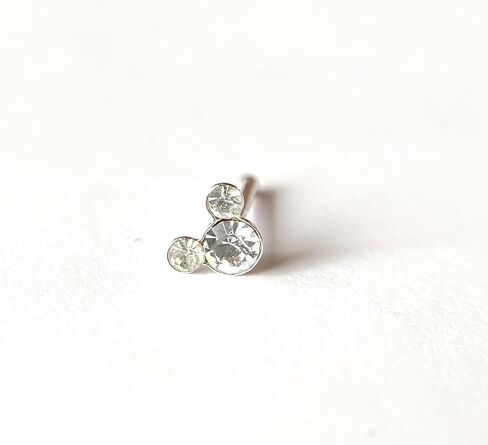 1 Piece Stunning Mouse CZ Gem .925 Sterling Silver Nose Stud Ring - Minnie Mickey - 20g - Body Jewelry in Saudi Arabia