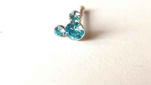 1 Piece Stunning Mouse CZ Gem .925 Sterling Silver Nose Stud Ring - Minnie Mickey - 20g - Body Jewelry in Saudi Arabia