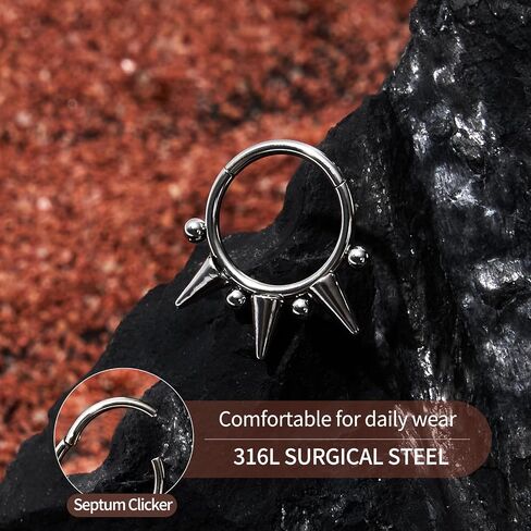 1PC 16G Septum Rings Stainless Steel Nose Rings Hoops for Women Men Helix Piercing Jewelry Tragus Daith Conch Cartilage Hoop Earring Diameter 8mm 10mm for Women Men in Kuwait