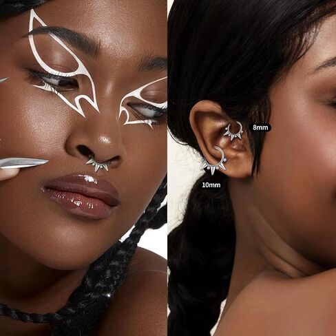 1PC 16G Septum Rings Stainless Steel Nose Rings Hoops for Women Men Helix Piercing Jewelry Tragus Daith Conch Cartilage Hoop Earring Diameter 8mm 10mm for Women Men in Kuwait