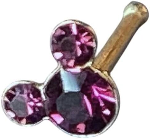 1 Piece Stunning Mouse CZ Gem .925 Sterling Silver Nose Stud Ring - Minnie Mickey - 20g - Body Jewelry in Saudi Arabia