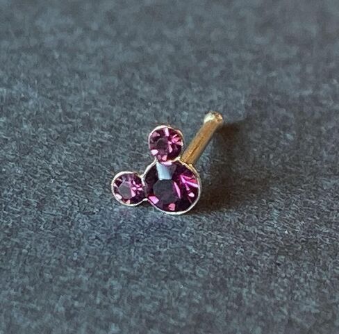 1 Piece Stunning Mouse CZ Gem .925 Sterling Silver Nose Stud Ring - Minnie Mickey - 20g - Body Jewelry in Saudi Arabia