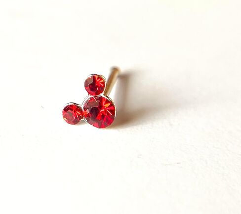 1 Piece Stunning Mouse CZ Gem .925 Sterling Silver Nose Stud Ring - Minnie Mickey - 20g - Body Jewelry in Saudi Arabia