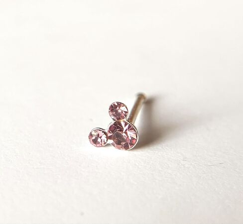 1 Piece Stunning Mouse CZ Gem .925 Sterling Silver Nose Stud Ring - Minnie Mickey - 20g - Body Jewelry in Saudi Arabia