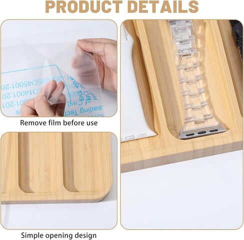 Globleland 4 فتحات Wooden Watch Band Case Watch Band Organizer لمشاهدة شاشة عرض مراقبة علبة تخزين مع الغطاء العلوي الأكريليك 7.5x7.5x0.7inch in Saudi Arabia