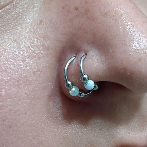 MODRSA 18G OPAL NOSTE RING FCORER SILVER GOLD NOST STUDS for Women Opal Tragus Hoop Charilage Helix Daith Aptring Hinged inclage percing Jewelry 8mm 10mm 10mm in Kuwait