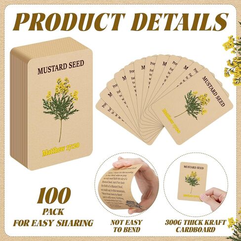 50 Pcs Mustard Seed of Faith Holy Prayer Cards Gift Bulk Set Bundle Matthew 17: 20 Faith Prayer, 3.2 x 4.5 Inch in Saudi Arabia