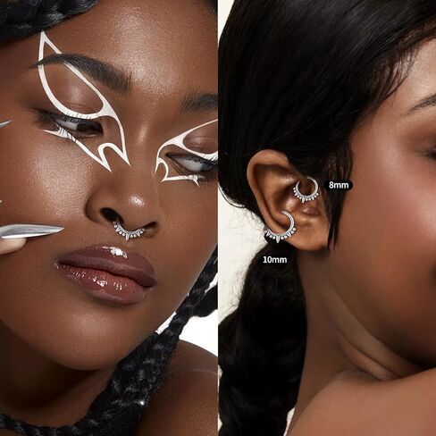 1PC 16G Septum Rings Stainless Steel Nose Rings Hoops for Women Men Helix Piercing Jewelry Tragus Daith Conch Cartilage Hoop Earring Diameter 8mm 10mm for Women Men in Kuwait
