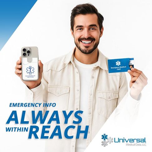 Emergency Medical Alert Informations ID Wallet Cards with Protective Tyvek Sleeves – Recognizable Star of Life Symbol for First Responders, Pocket Size, Pack of 4 in Saudi Arabia