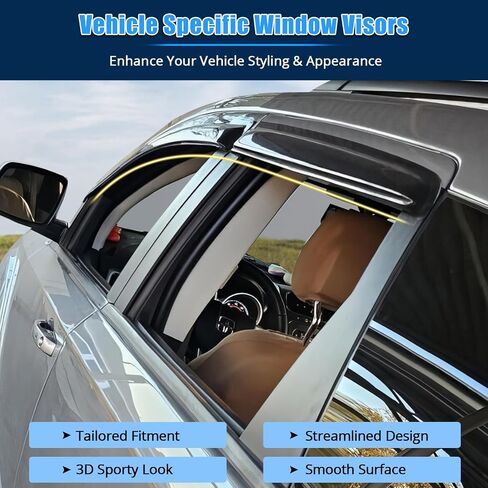 FreeMotor802® Tape-on Window Windows Diplectors Diplectors Rain Guards تنفيس ، متوافقة مع رحلة DODGE 2009-2020 ، الدخان النحيف الملون أكريليك 4 قطع in Saudi Arabia