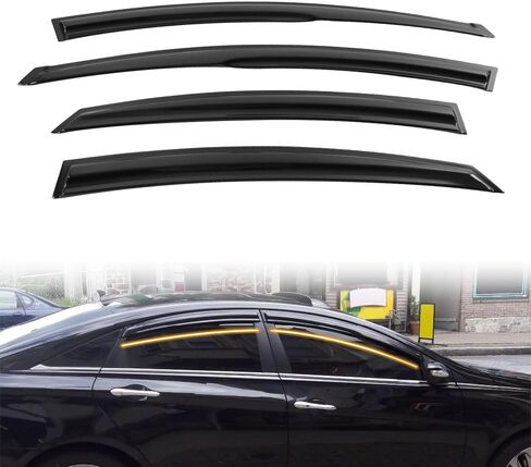 Tape on Window Visor Deflectors, Compatible with 2011-2014 Hyundai Sonata, Acrylic Smoke Tinted Mug Style Window Rain Guards, Sun Wind Side Vent Visor Set, 4 Pieces in Saudi Arabia